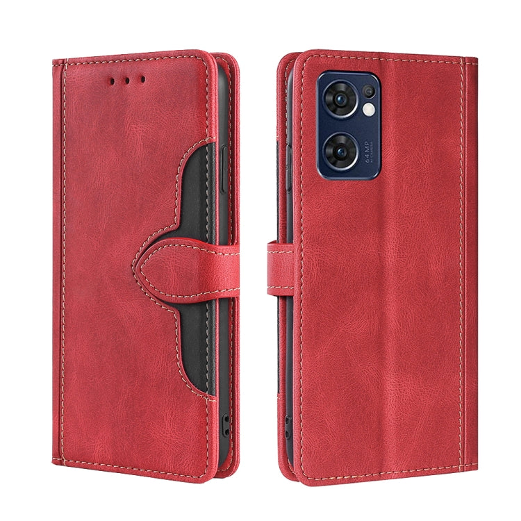 For OPPO Find X5 Lite Stitching Skin Feel Magnetic Buckle Horizontal Flip PU Leather Case