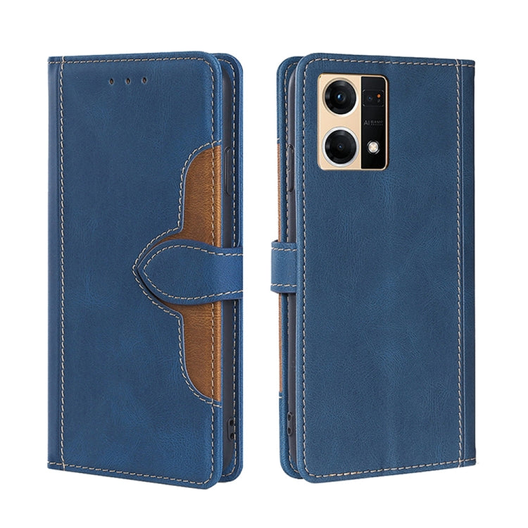 For OPPO Reno7 4G/F21 Pro Stitching Skin Feel Magnetic Buckle Horizontal Flip PU Leather Case