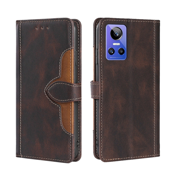 For OPPO Realme GT Neo3 Stitching Skin Feel Magnetic Buckle Horizontal Flip PU Leather Case