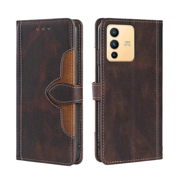 For vivo S12 5G/V23 Stitching Skin Feel Magnetic Buckle Horizontal Flip PU Leather Case