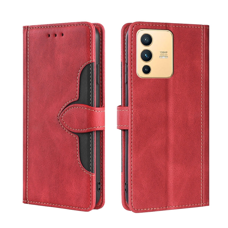 For vivo S12 5G/V23 Stitching Skin Feel Magnetic Buckle Horizontal Flip PU Leather Case