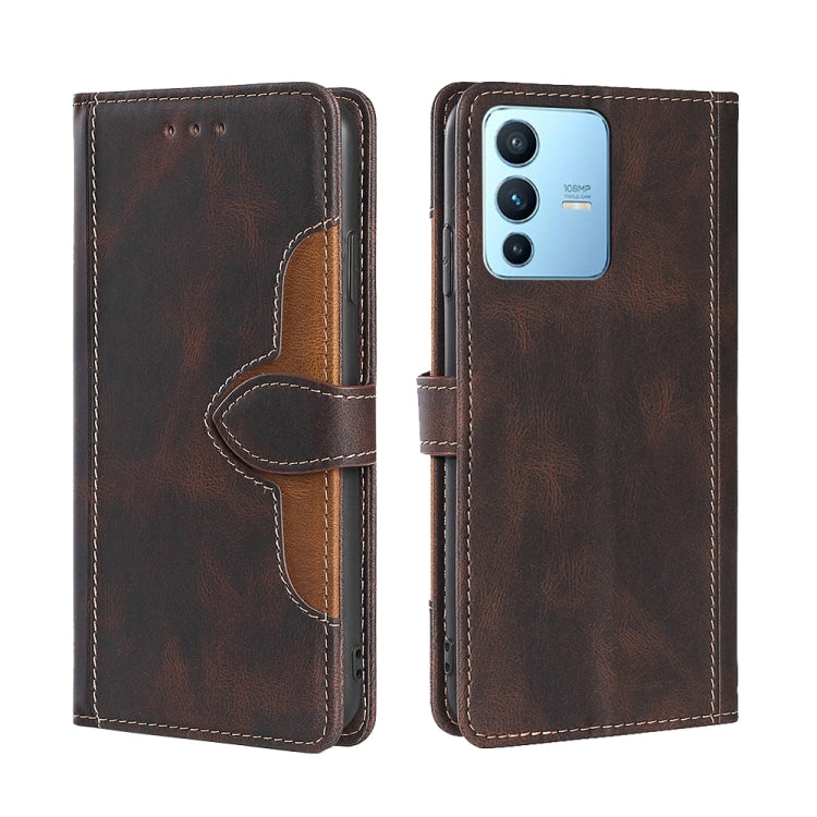 For vivo S12 Pro 5G/V23 Pro Stitching Skin Feel Magnetic Buckle Horizontal Flip PU Leather Case