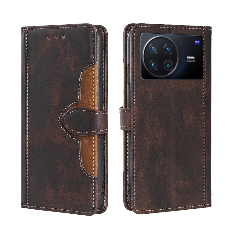 For vivo X Note 5G Stitching Skin Feel Magnetic Buckle Horizontal Flip PU Leather Case