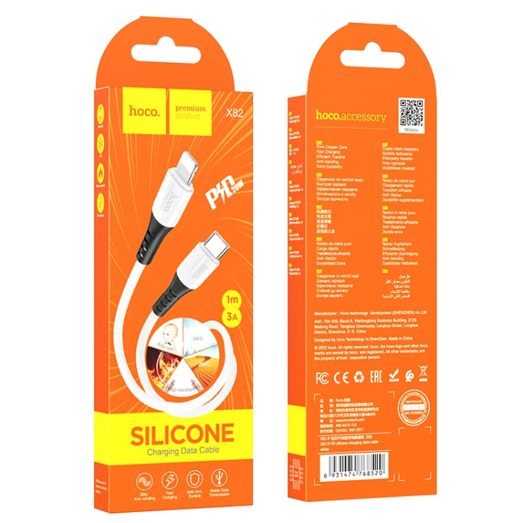 hoco 20W X82 3A PD USB-C / Type-C to 8 Pin Silicone Charging Data Cable,Length: 1m