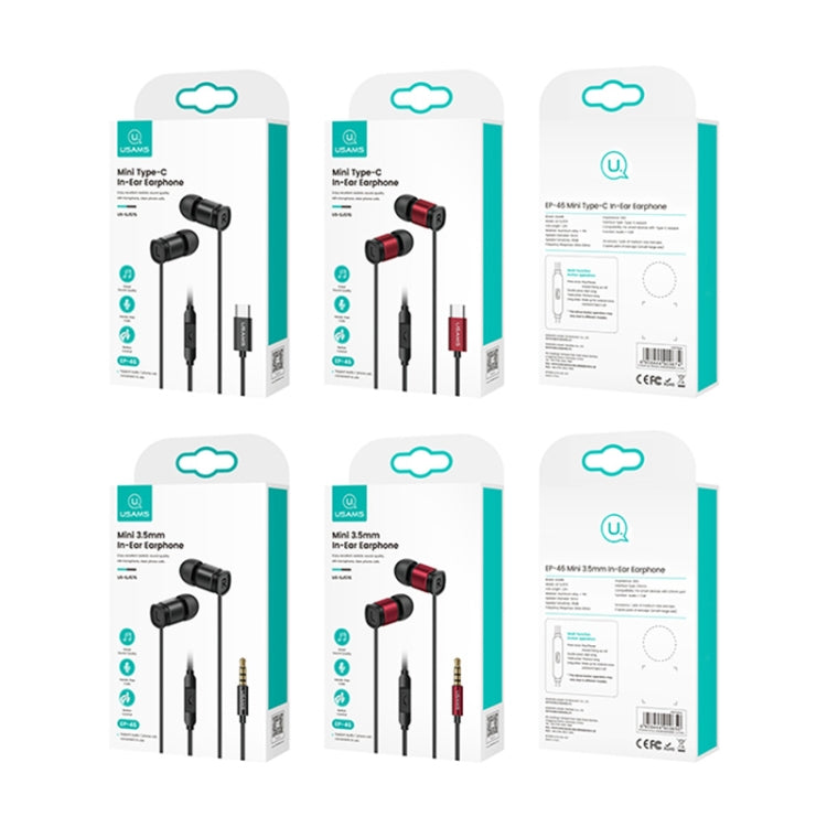 USAMS EP-46 Mini 3.5mm Aluminum Alloy In-Ear Wired Earphone, Length: 1.2m