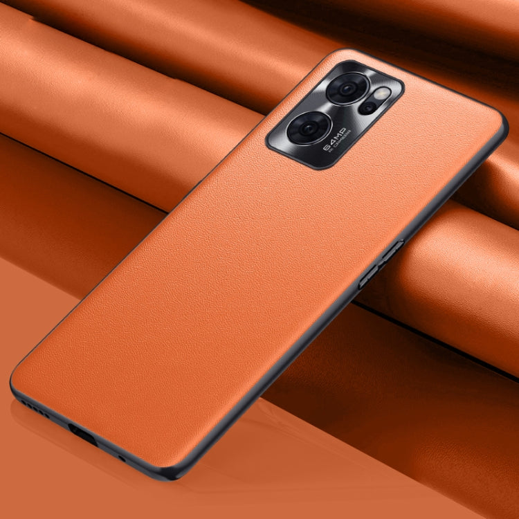 For OPPO Reno7 Plain Skin Leather Phone Case