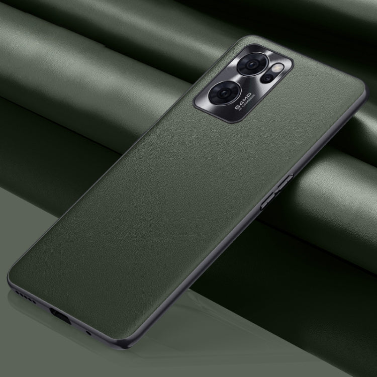 For OPPO Reno7 Plain Skin Leather Phone Case
