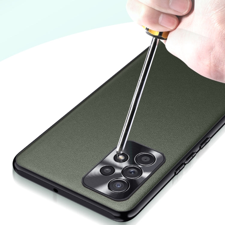 For Samsung Galaxy A73 Plain Skin Leather Phone Case