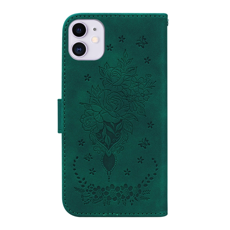 For iPhone 11 Butterfly Rose Embossed Leather Phone Case