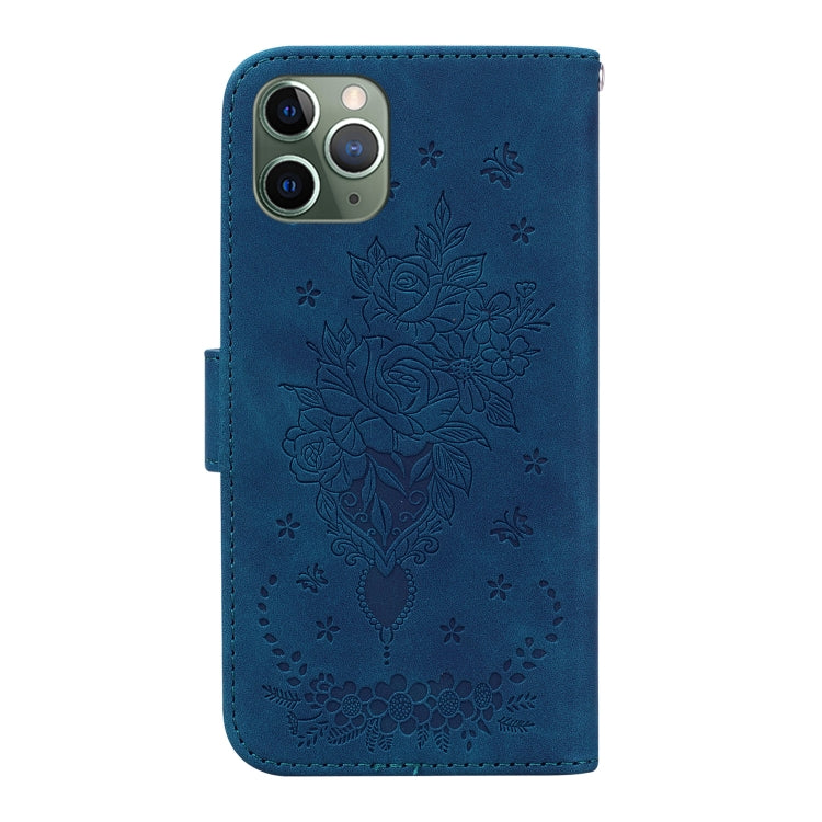 For iPhone 11 Pro Butterfly Rose Embossed Leather Phone Case