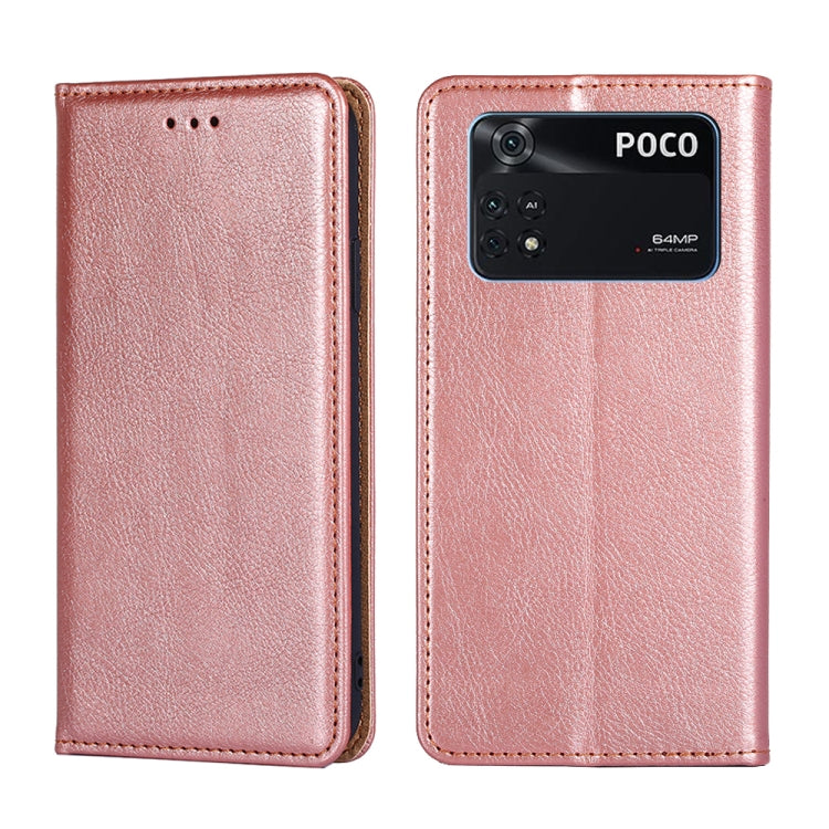 For Xiaomi Poco M4 Pro Gloss Oil Solid Color Magnetic Flip Leather Phone Case