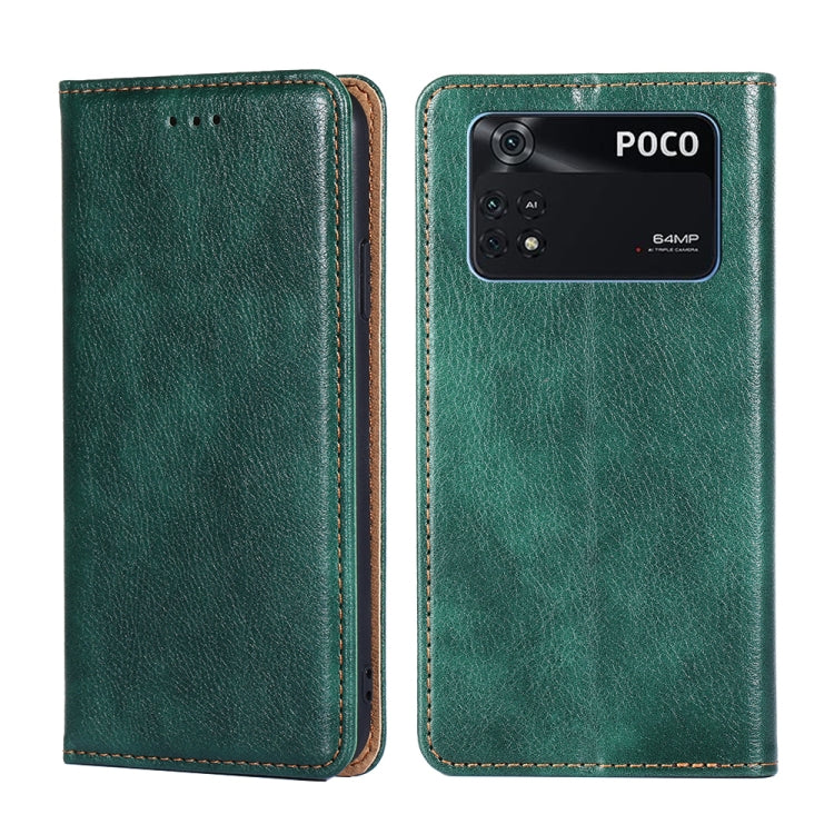 For Xiaomi Poco M4 Pro Gloss Oil Solid Color Magnetic Flip Leather Phone Case