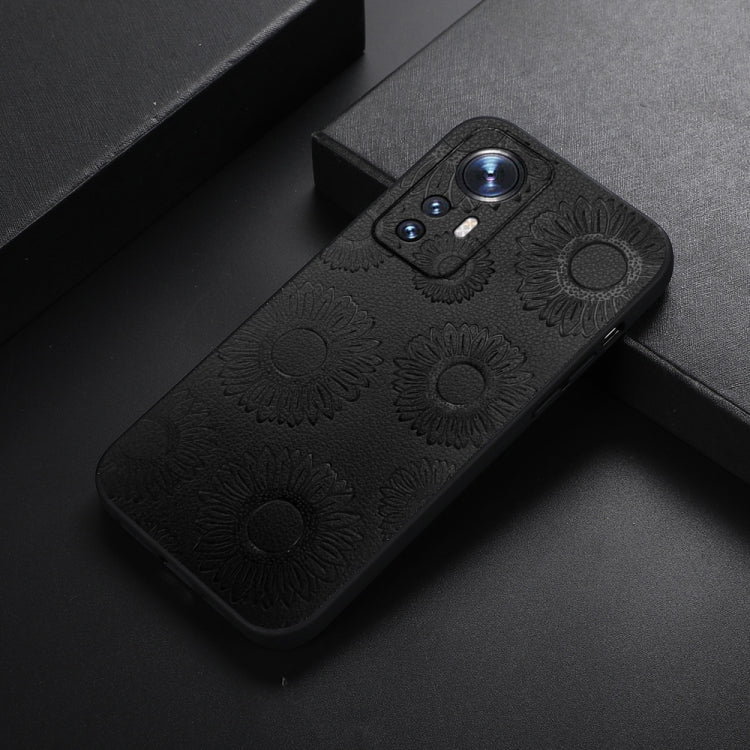 For Xiaomi 12 Pro Sunflower Pattern PU Shockproof Phone Case