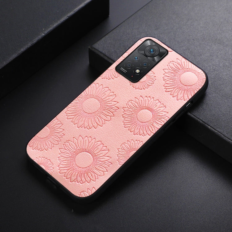 For Xiaomi Redmi Note 11 Pro Sunflower Pattern PU Shockproof Phone Case