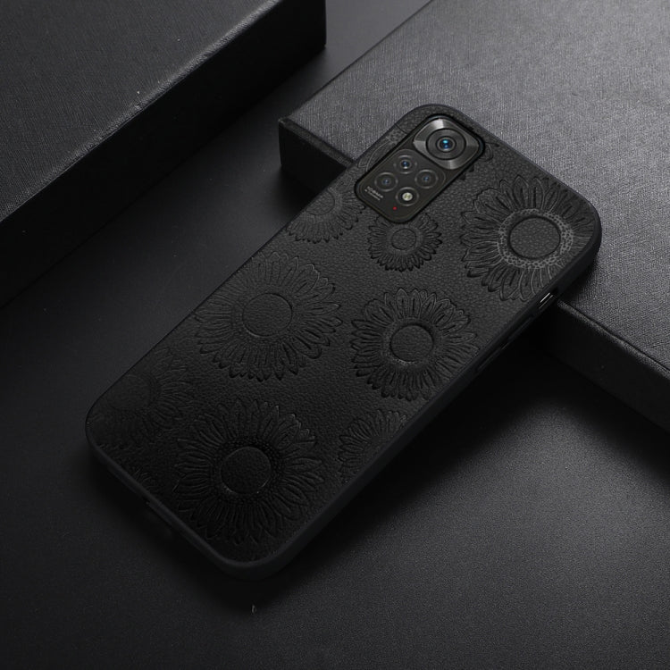 For Xiaomi Redmi Note 11 / Note 11S 4G Sunflower Pattern PU Shockproof Phone Case