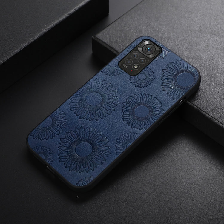 For Xiaomi Redmi Note 11 / Note 11S 4G Sunflower Pattern PU Shockproof Phone Case
