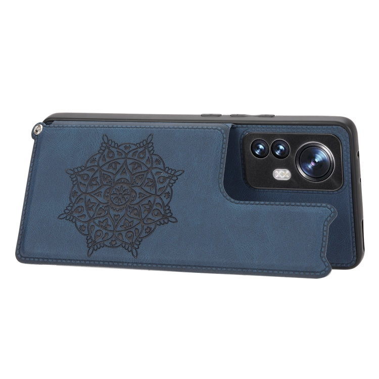 For Xiaomi 12 Mandala Embossed Card Slots Magnetic Phone Case