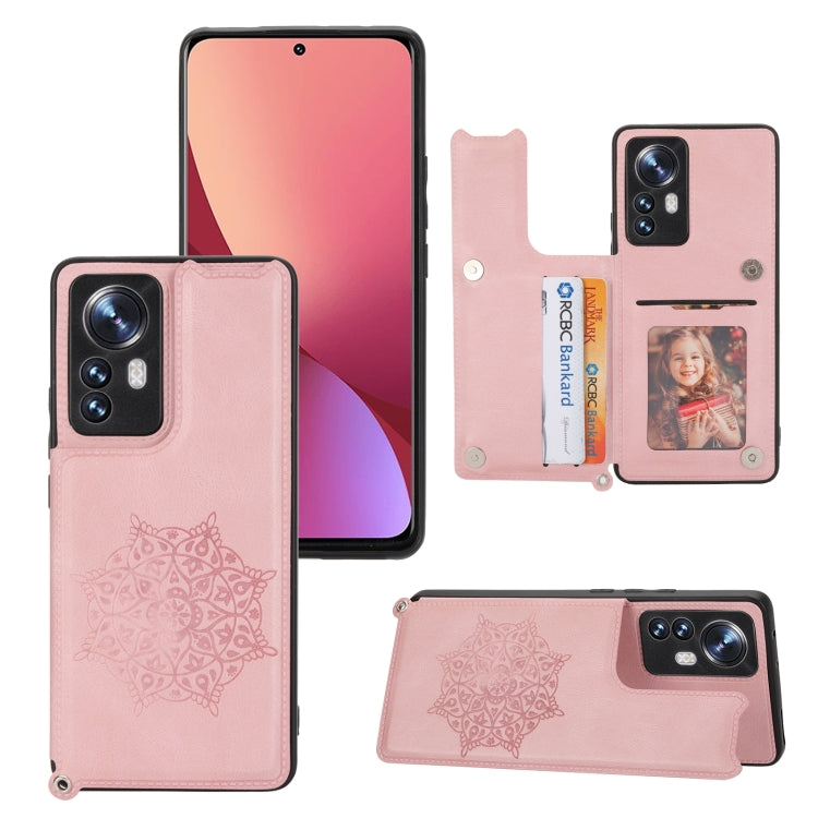 For Xiaomi 12 Mandala Embossed Card Slots Magnetic Phone Case
