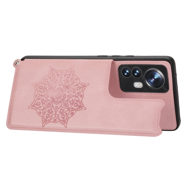 For Xiaomi 12 Mandala Embossed Card Slots Magnetic Phone Case