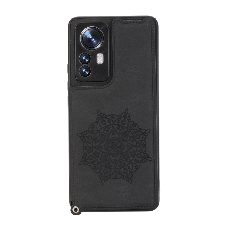 For Xiaomi 12 Pro Mandala Embossed Card Slots Magnetic Phone Case