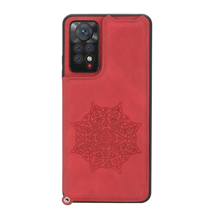 For Xiaomi Redmi Note 11 Pro Mandala Embossed Card Slots Magnetic Phone Case