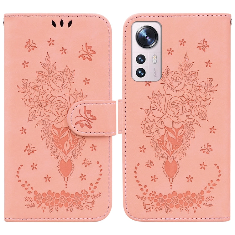 For Xiaomi 12 / 12X Butterfly Rose Embossed Leather Phone Case