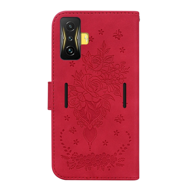 For Xiaomi Poco F4 GT / Redmi K50 Gaming Butterfly Rose Embossed Leather Phone Case