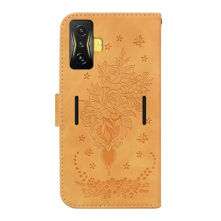 For Xiaomi Poco F4 GT / Redmi K50 Gaming Butterfly Rose Embossed Leather Phone Case