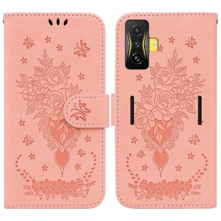 For Xiaomi Poco F4 GT / Redmi K50 Gaming Butterfly Rose Embossed Leather Phone Case