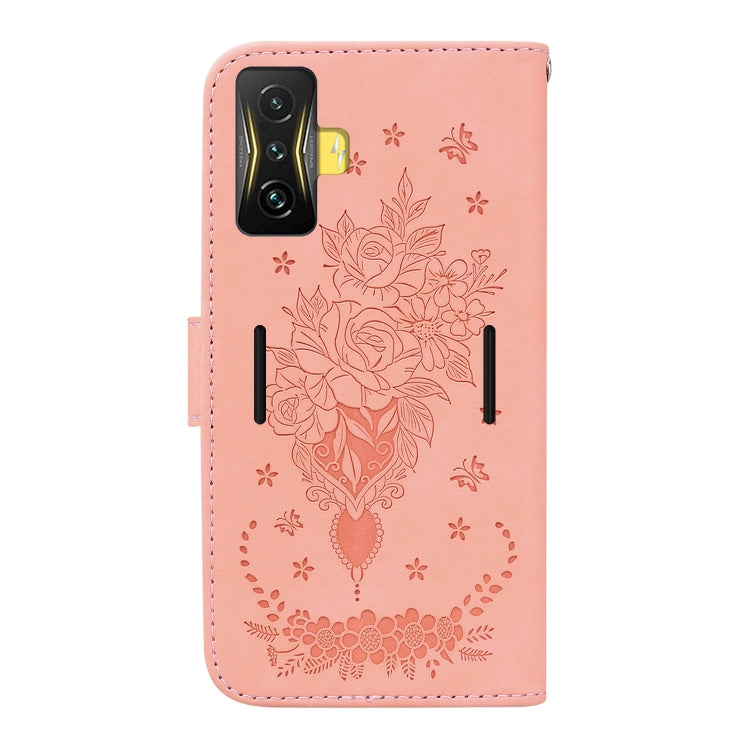 For Xiaomi Poco F4 GT / Redmi K50 Gaming Butterfly Rose Embossed Leather Phone Case