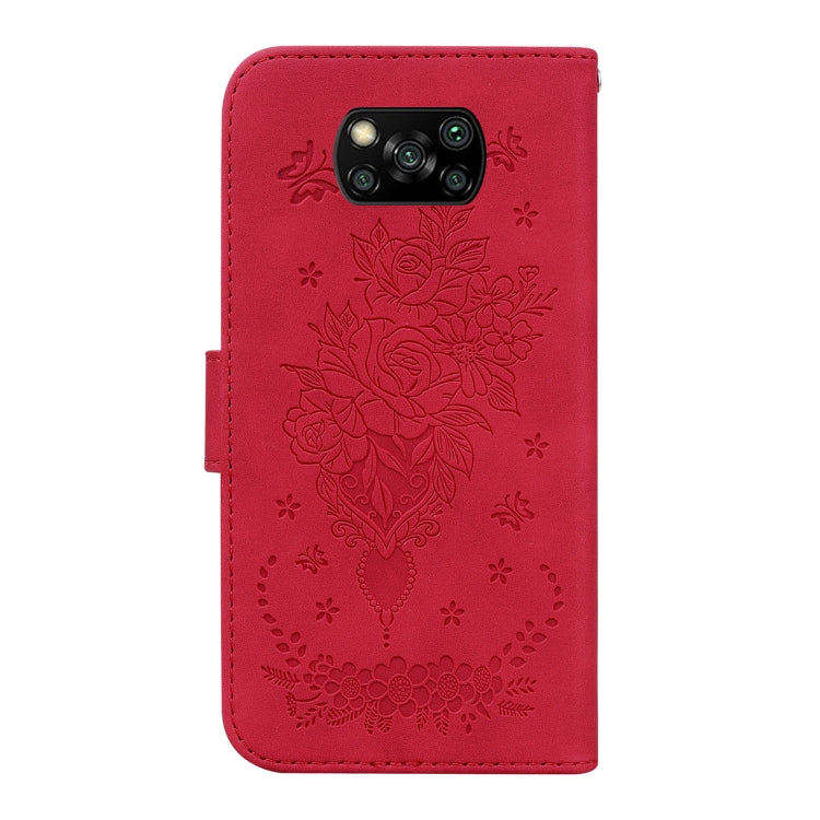 For Xiaomi Poco X3 NFC / Poco X3 Pro Butterfly Rose Embossed Leather Phone Case