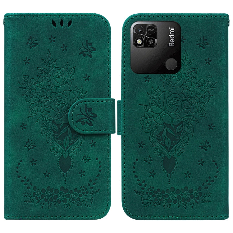 For Xiaomi Redmi 10A Butterfly Rose Embossed Leather Phone Case