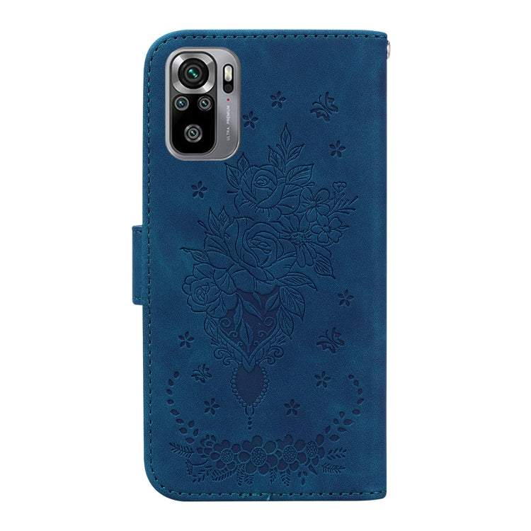 For Xiaomi Redmi Note 10 4G / 10S Butterfly Rose Embossed Leather Phone Case