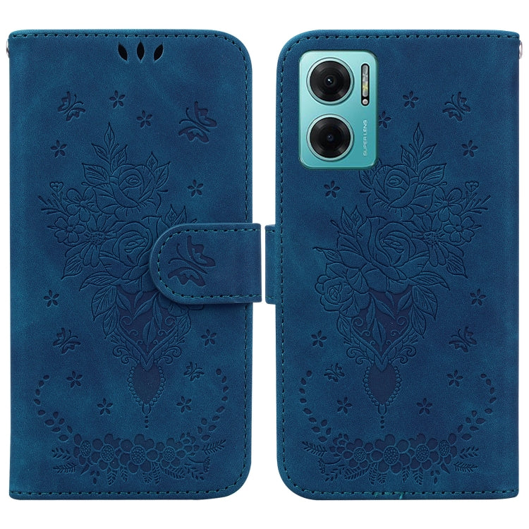 For Xiaomi Redmi 10 5G / Note 11E Butterfly Rose Embossed Leather Phone Case
