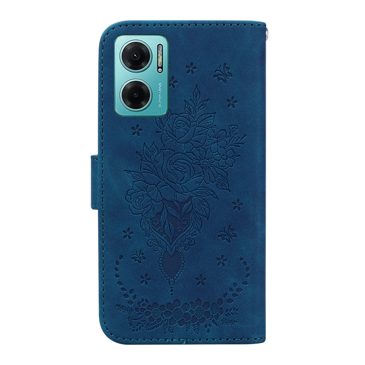 For Xiaomi Redmi 10 5G / Note 11E Butterfly Rose Embossed Leather Phone Case