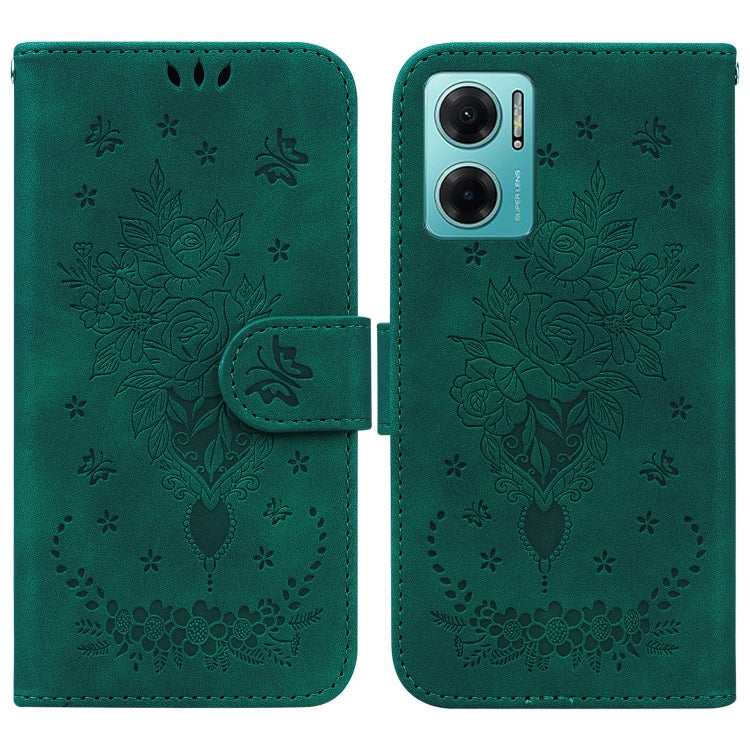 For Xiaomi Redmi 10 5G / Note 11E Butterfly Rose Embossed Leather Phone Case