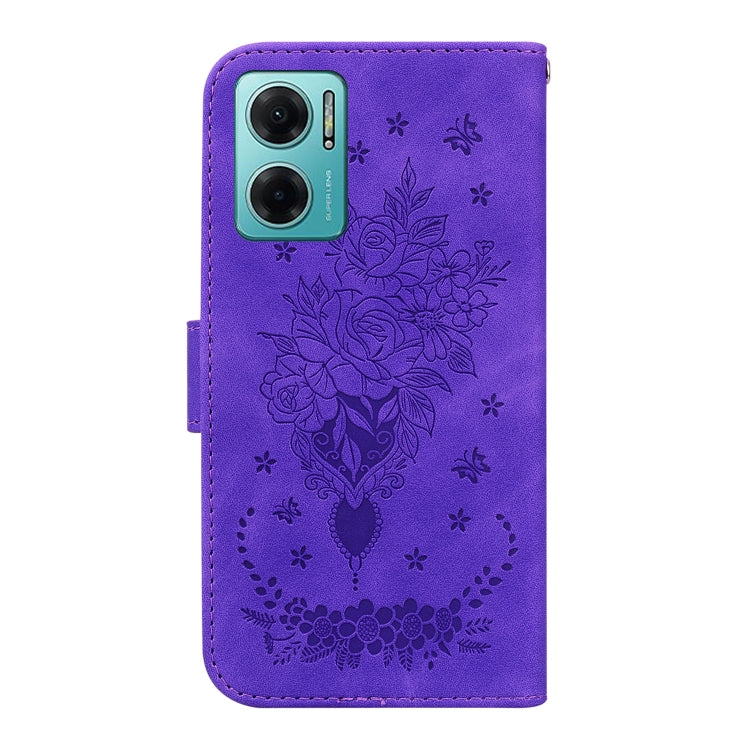 For Xiaomi Redmi 10 5G / Note 11E Butterfly Rose Embossed Leather Phone Case