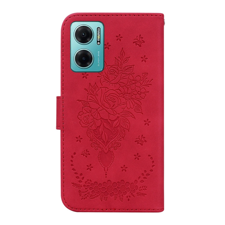 For Xiaomi Redmi 10 5G / Note 11E Butterfly Rose Embossed Leather Phone Case