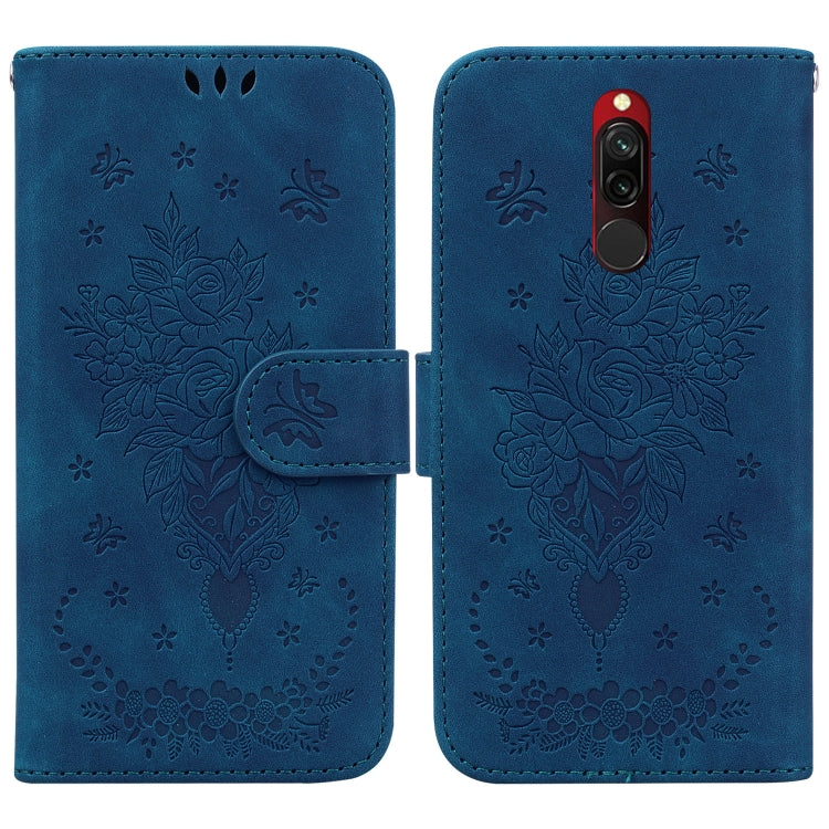 For Xiaomi Redmi 8 / 8A Butterfly Rose Embossed Leather Phone Case