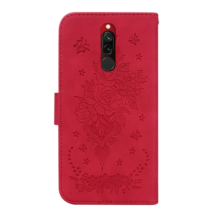 For Xiaomi Redmi 8 / 8A Butterfly Rose Embossed Leather Phone Case