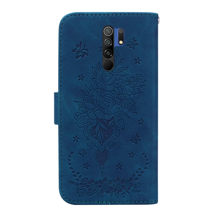 For Xiaomi Redmi 9 / 9 Prime / Poco M2 Butterfly Rose Embossed Leather Phone Case