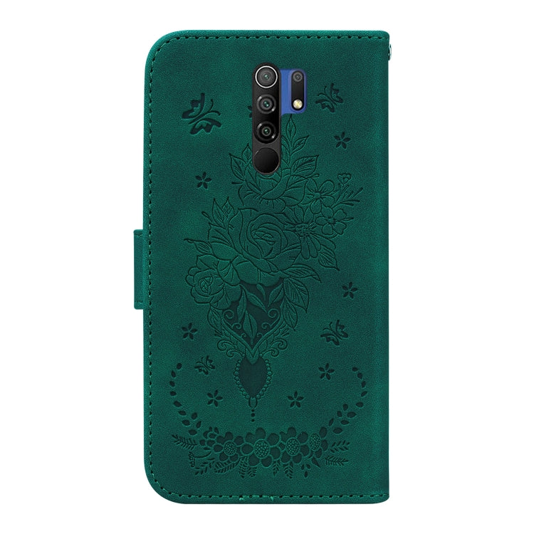 For Xiaomi Redmi 9 / 9 Prime / Poco M2 Butterfly Rose Embossed Leather Phone Case