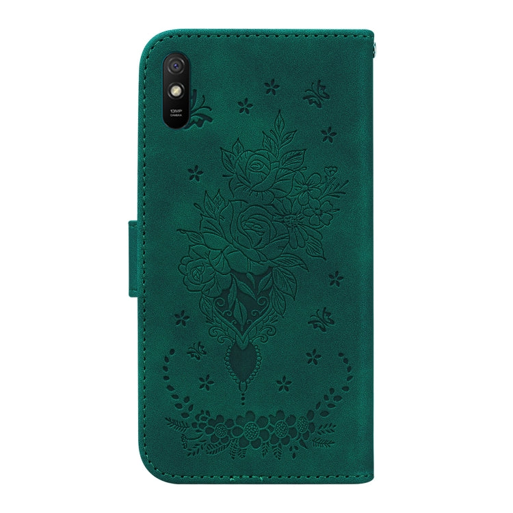 For Xiaomi Redmi 9A Butterfly Rose Embossed Leather Phone Case