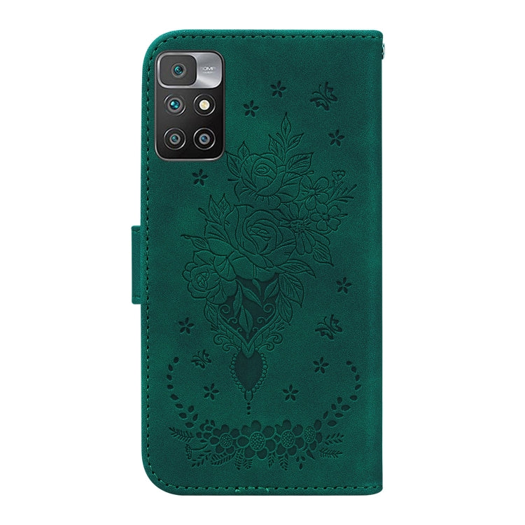 For Xiaomi Redmi 10 / 10 Prime Butterfly Rose Embossed Leather Phone Case