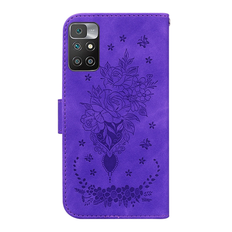 For Xiaomi Redmi 10 / 10 Prime Butterfly Rose Embossed Leather Phone Case