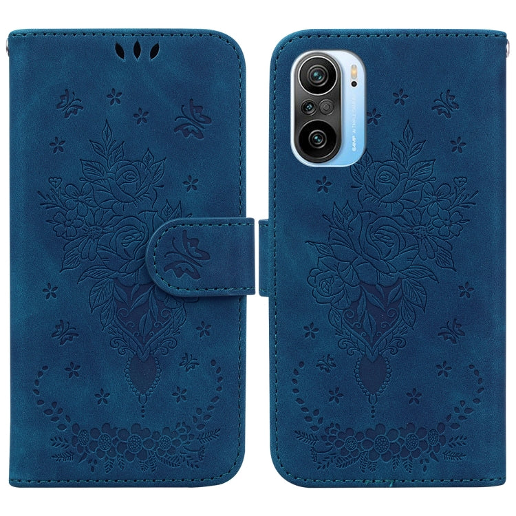 For Xiaomi Redmi K40 / K40 Pro Butterfly Rose Embossed Leather Phone Case