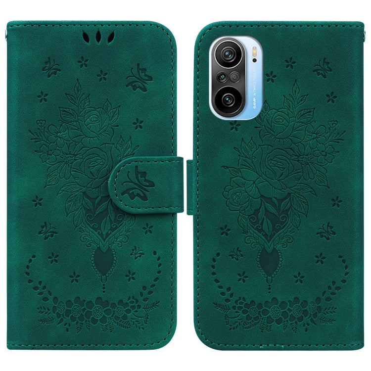 For Xiaomi Redmi K40 / K40 Pro Butterfly Rose Embossed Leather Phone Case