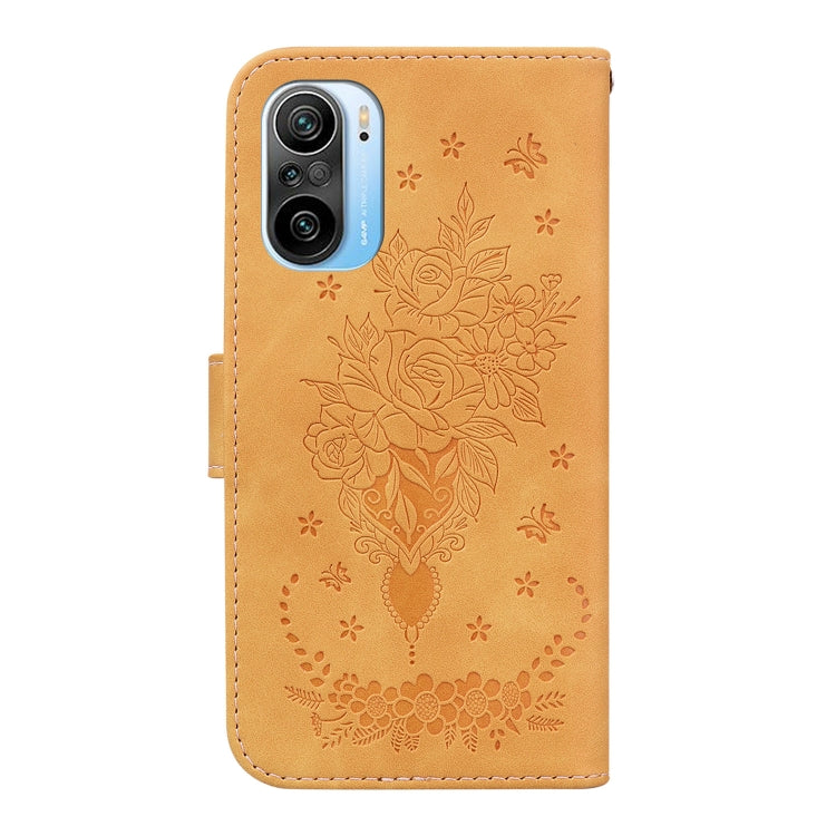 For Xiaomi Redmi K40 / K40 Pro Butterfly Rose Embossed Leather Phone Case