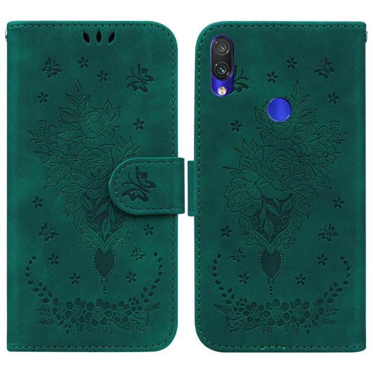 For Xiaomi Redmi Note 7 / 7S Butterfly Rose Embossed Leather Phone Case