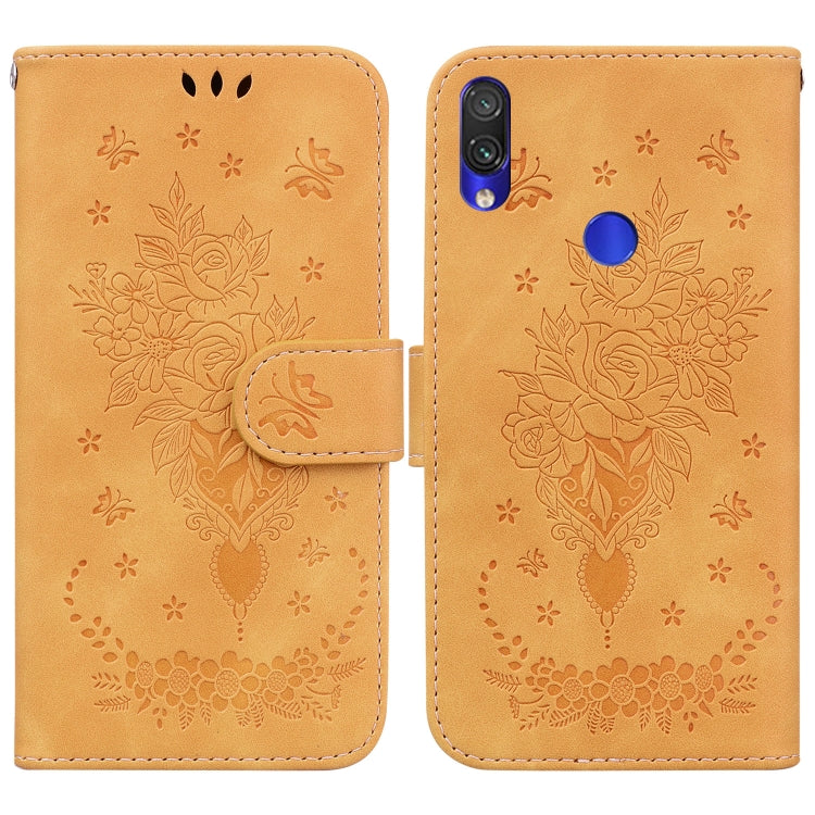 For Xiaomi Redmi Note 7 / 7S Butterfly Rose Embossed Leather Phone Case
